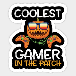 Scary Glasses Pumpkin Halloween Coolest Gamer In The Patch Sticker